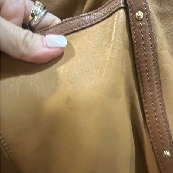 COACH Alexandra Chain Brown & Camel Leather Large Tote HandBag - Picture 5 of 9